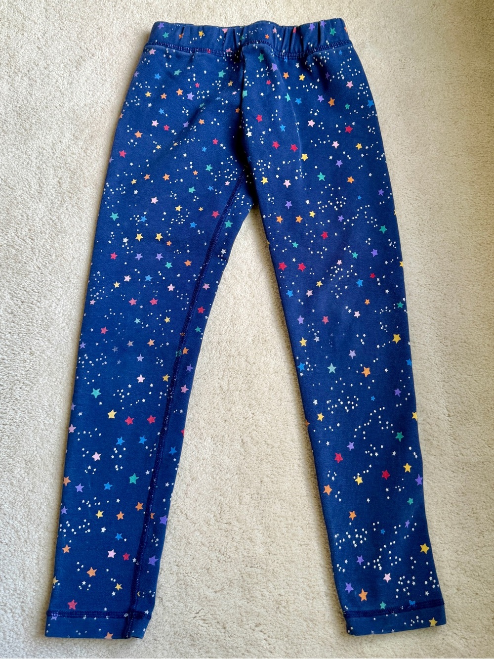 Hanna Andersson Navy Blue Leggings Multicolor Star Print Thick Warm Size 6-7